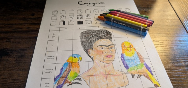 Ejemplo de Conjugarte con una obra de Frida Kahlo para practicar el presente de subjuntivo