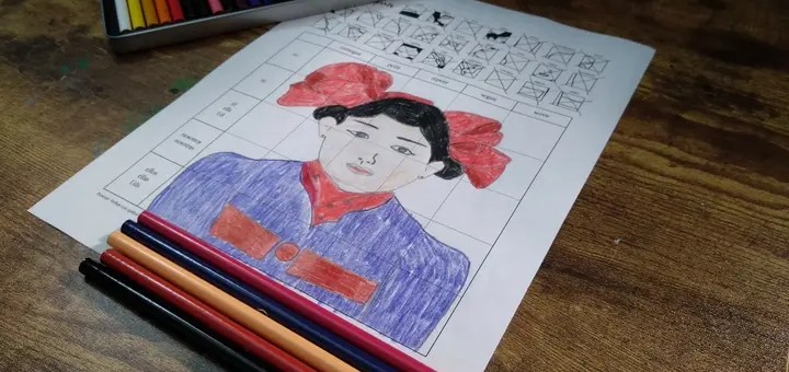 Ejemplo de Conjugarte con una obra de Olga Costa para practicar los verbos con cambio de raíz en presente