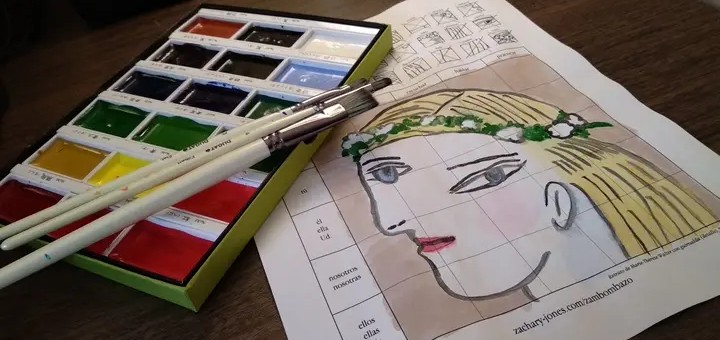 Ejemplo de Conjugarte con una obra de Pablo Picasso para practicar el presente regular